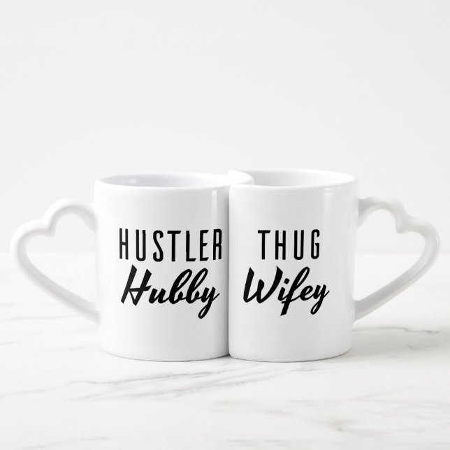 Hustler Hubby and Thug Wifey Wedding Coffee Mug Set (Front Nesting)