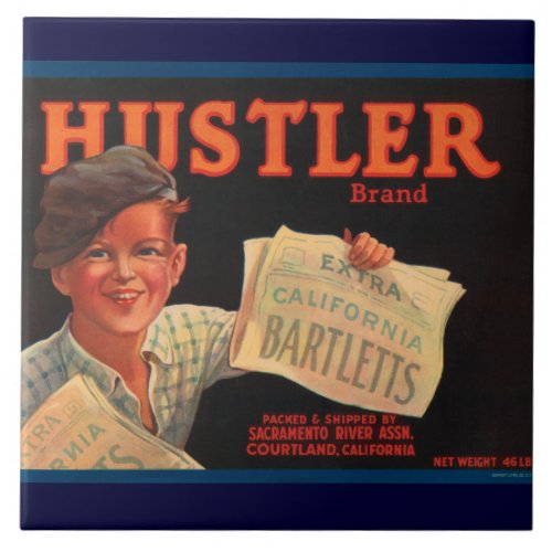 Hustler Vintage Crate Label Ceramic Tile