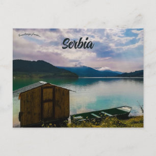 Hut and Boat on Lake Zavoj Serbia Postcard