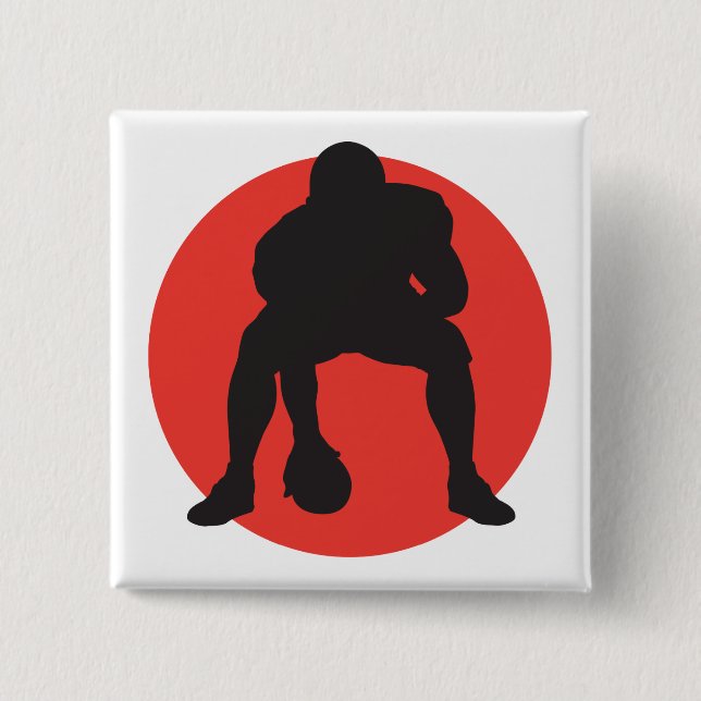 hut hut quarterback football silhouette design pinback button (Front)