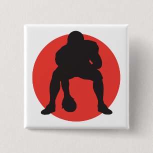 hut hut quarterback football silhouette design pinback button
