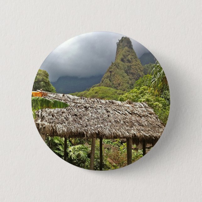 Hut in Iao Valley State Park, Maui, Hawaii Button (Front)