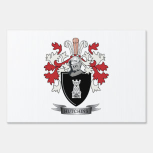 Hutchins Family Crest Coat of Arms Sign