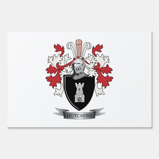 Hutchins Family Crest Coat of Arms Sign (Front)