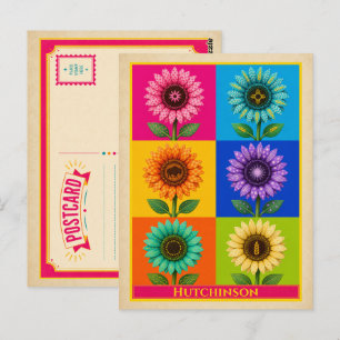 Hutchinson Postcard Kansas Sunflower Vintage Pop