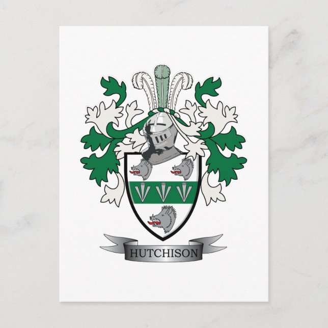 Hutchison Family Crest Coat of Arms Postcard (Front)