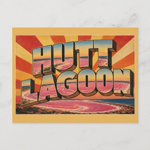 Hutt Lagoon WA Australia Pink Salt Lake Art Postcard