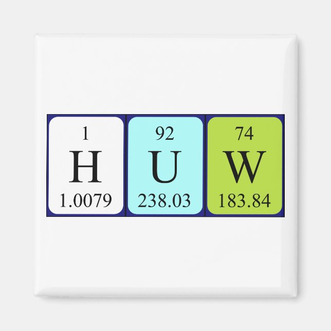 Huw periodic table name magnet (Front)