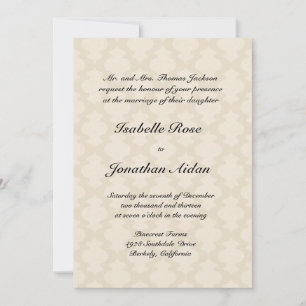 Huwelijksuitnodiging - damask linnen look invitation
