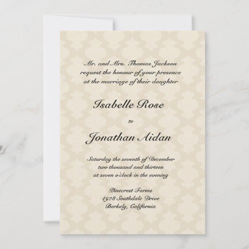 Wedding invitation - Linen with damask waves