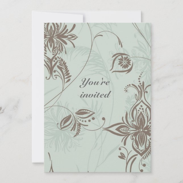 Huwelijksuitnodiging Romantisch Vines Damask Invitation (Front)