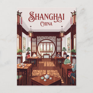 Huxinting Teahouse Interior China Postcard