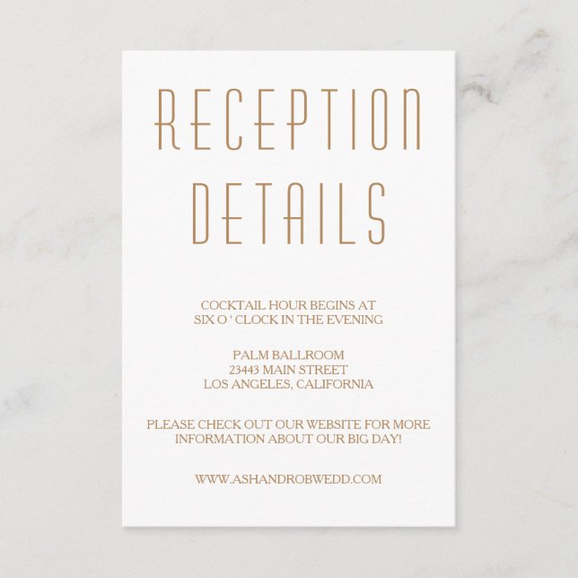 Huxley Modern Wedding Reception card (Front)