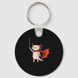 Huzzah Axolotl Knight Funny Sword Meme Quote  Keychain