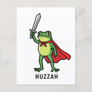 Huzzah Frog Knight Funny Sword Meme Quote   Announcement Postcard