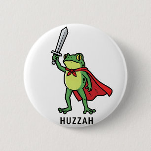 Huzzah Frog Knight Funny Sword Meme Quote   Button