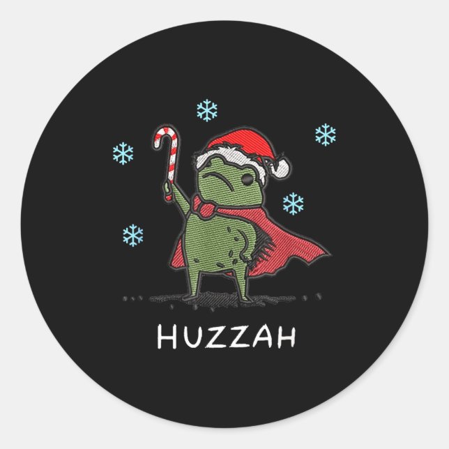 Huzzah Frog Knight Funny Sword Meme Quote Christma Classic Round Sticker (Front)