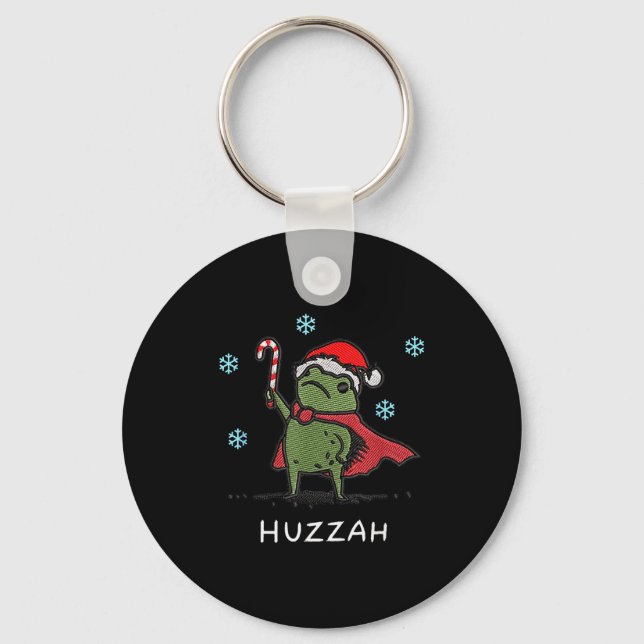 Huzzah Frog Knight Funny Sword Meme Quote Christma Keychain (Front)