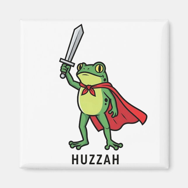 Huzzah Frog Knight Funny Sword Meme Quote   Magnet (Front)