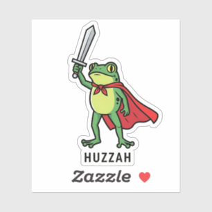 Huzzah Frog Knight Funny Sword Meme Quote   Sticker