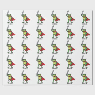 Huzzah Frog Knight Funny Sword Meme Quote Wrapping Paper