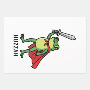 Huzzah Frog Knight Funny Sword Meme Quote   Wrapping Paper Sheets