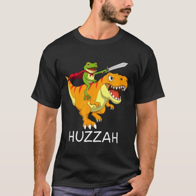 Huzzah Frog Knight Meme And Funny Dinosaur  T-Shirt (Front)