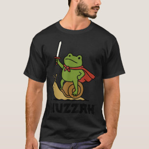 Huzzah Frog Knight Riding A Snail Funny Sword Meme T-Shirt