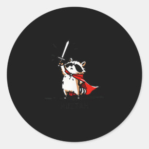 Huzzah Raccoon Knight Funny Sword Meme Quote Classic Round Sticker