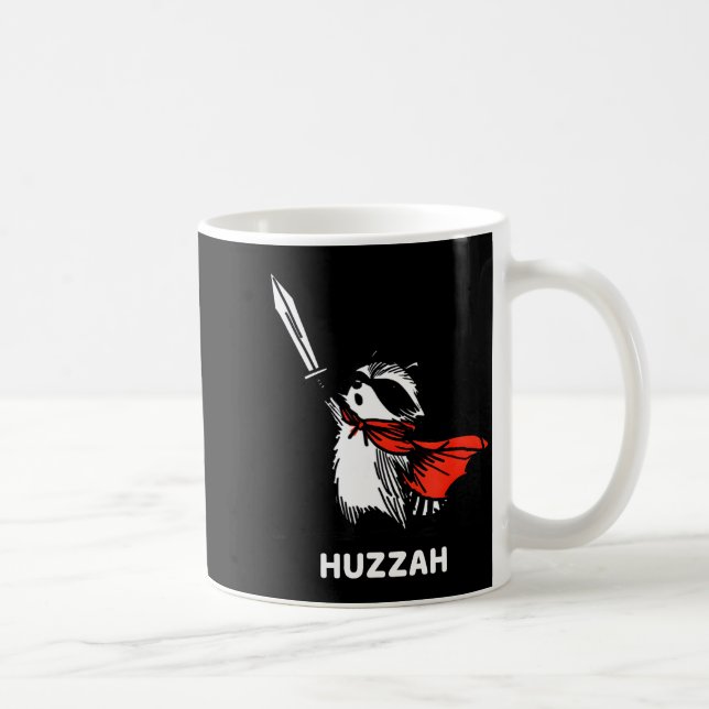 Huzzah Raccoon Knight Funny Sword Meme Quote  Coffee Mug (Right)
