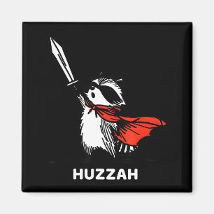 Huzzah Raccoon Knight Funny Sword Meme Quote  Magnet