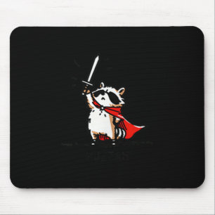 Huzzah Raccoon Knight Funny Sword Meme Quote Mouse Pad
