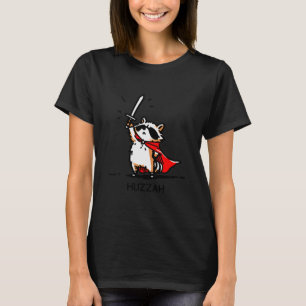 Huzzah Raccoon Knight Funny Sword Meme Quote T-Shirt