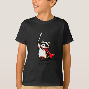 Huzzah Raccoon Knight Funny Sword Meme Quote T-Shirt