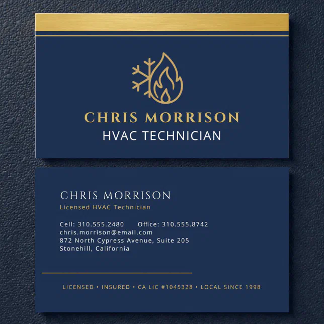 HVAC AC Heating Cooling Heat Service Tech Business Card | Zazzle