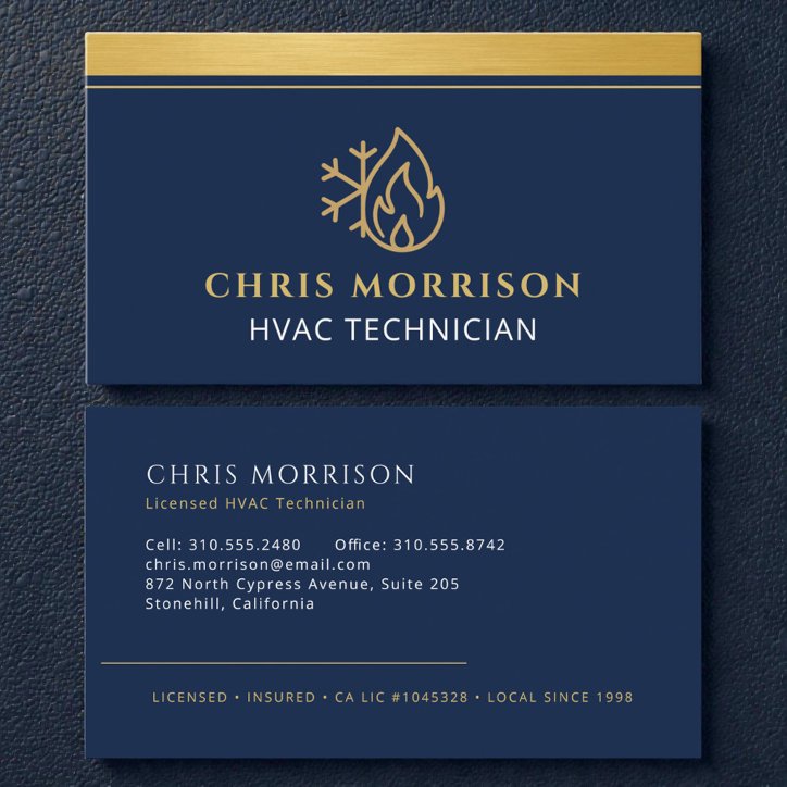 Hvac Ac Heating Cooling Heat Service Tech Business Card