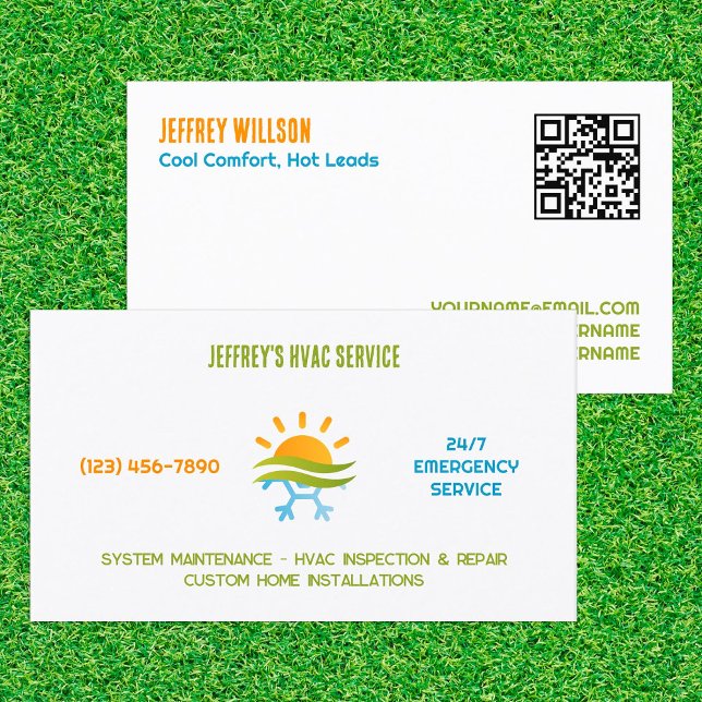HVAC Air Conditioning Custom QR Business Card (HVAC Air Conditioning Custom QR Business Cards)