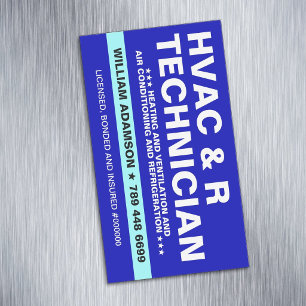 HVAC And Refrigeration Services   Technician Business Card Magnet
