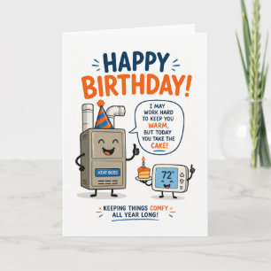 HVAC Birthday Funny Heating Warm Wishes Design Card