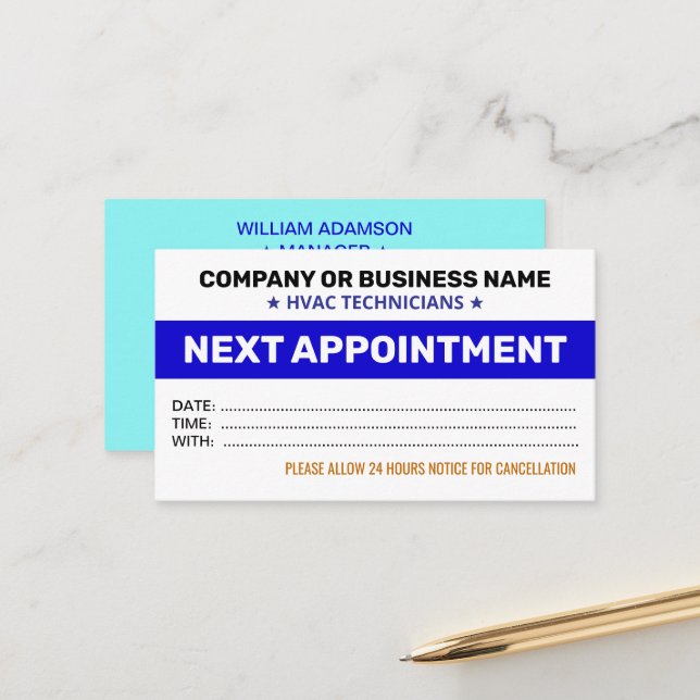 HVAC Business | Professional Appointment Cards (Front/Back In Situ)