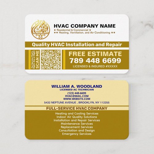 HVAC Company Logo, Slogans &amp; Qr Code | Luxury Gold Business Card