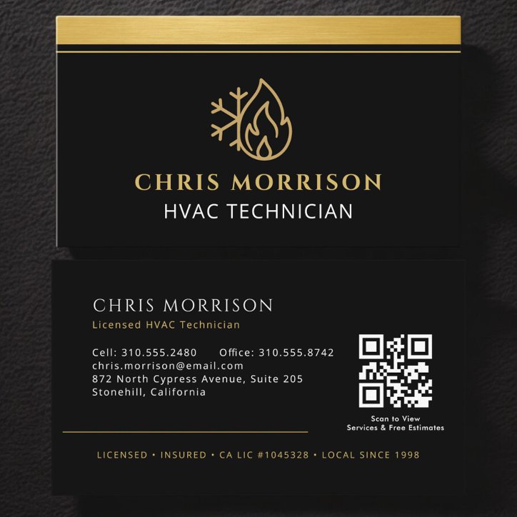 Hvac Company Technician QR Code Business Card