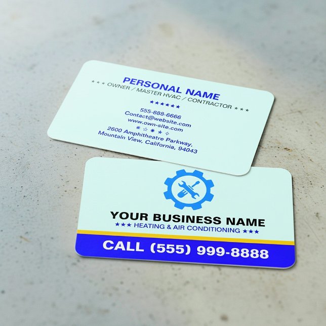HVAC Heating Air Conditioning Biz | Modern Logo Business Card (Heating cooling company cards)