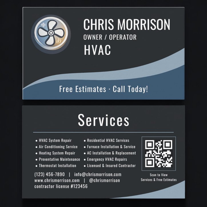 Hvac Heating Air Conditioning QR Code Business Card