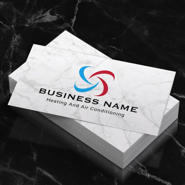 HVAC Heating & Air Conditioning Trendy Marble Business Card (Creator Uploaded)