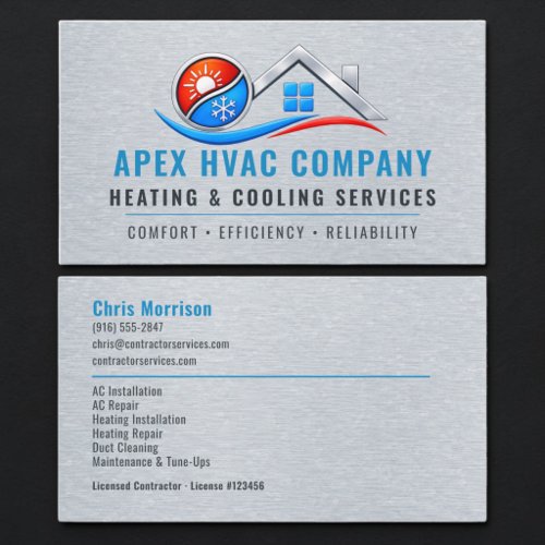 HVAC Heating Air Metallic Business Card