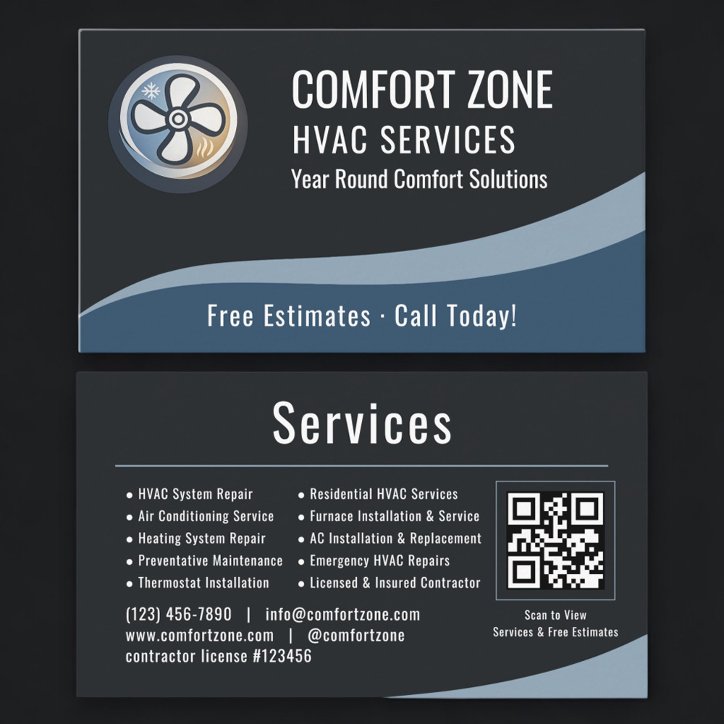 Hvac Heating Air QR Code Professional Business Card