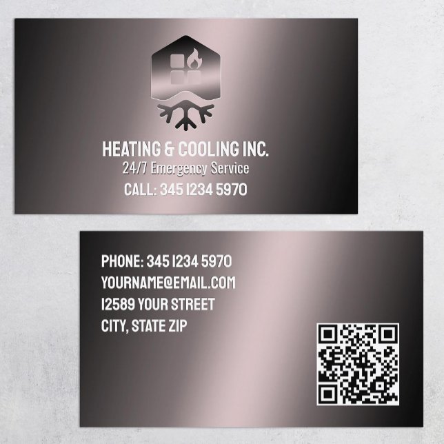 HVAC Heating And Cooling QR Business Card (HVAC Heating And Cooling QR Business Cards)