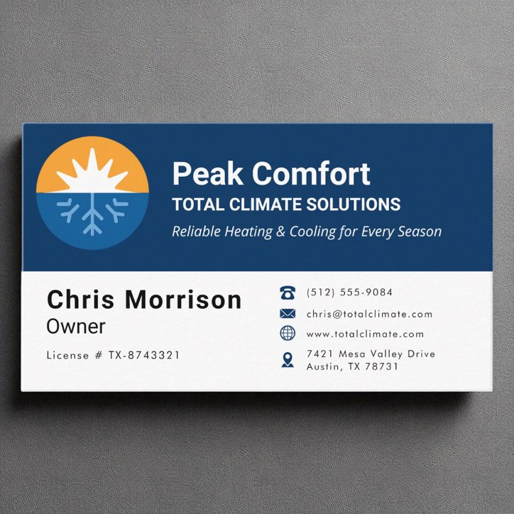 Hvac Heating Cooling Professional Service Business Card