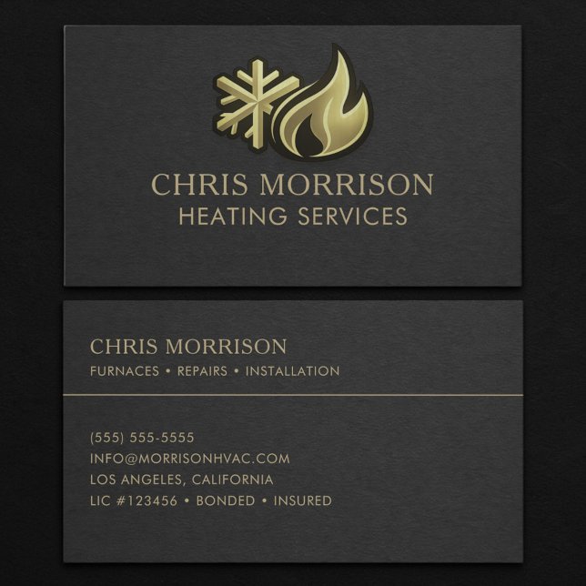 HVAC Heating Services Professional Business Card (Creator Uploaded)